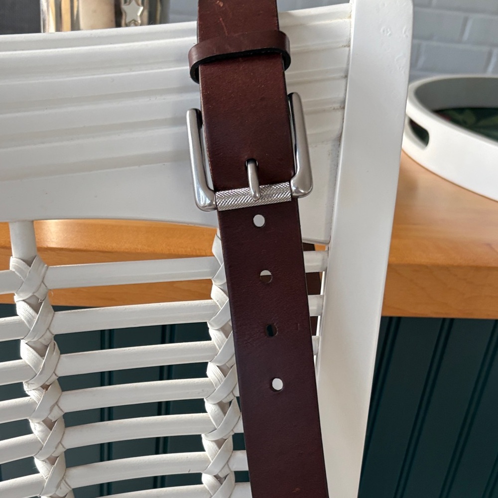 Banana Republic Deep Brown Leather Belt with Silver Buckle